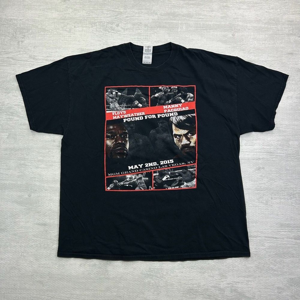 Vintage Y2K Floyd Mayweather Manny Pacquiao‎ Shirt Adult 2XL Black WBA Boxing